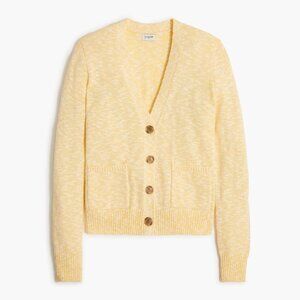 J. Crew Beach Cardigan Sweater In Pale Mustard Yellow- Women's Size Small